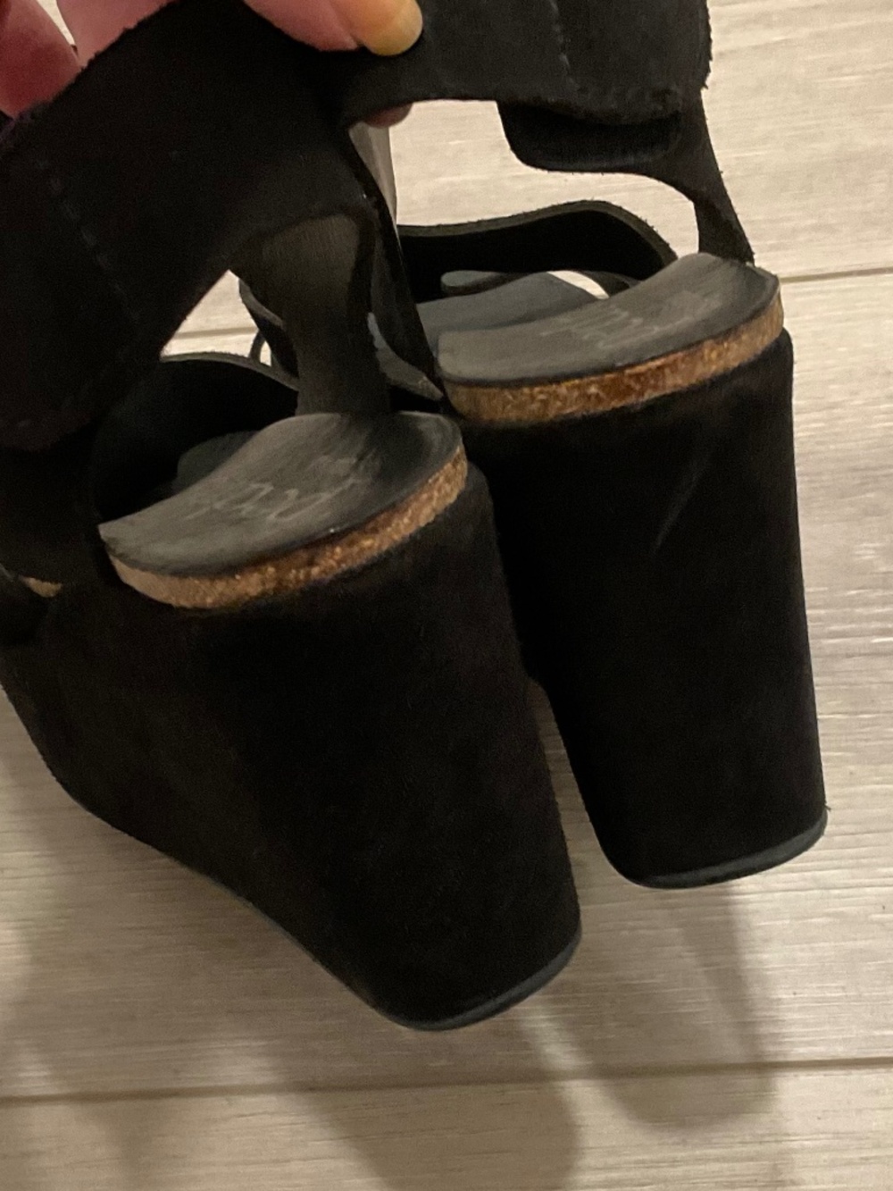 PEDRO GARCIA Wedge Platform Black Suede Sandals Size 9 EU 39 - Picture 5 of 12